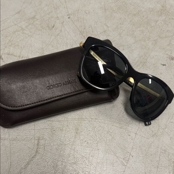 Giorgio Armani Black Sunglasses with Brown Case and Cloth - AUTHENTIC main image 4